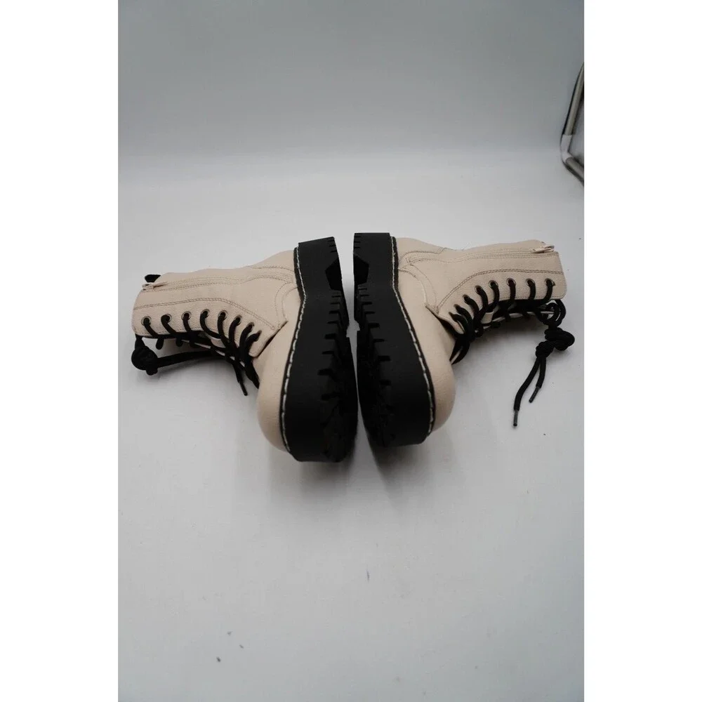 Sincerely Jules HARLEY Women Lace Combat Boots Ivory Faux Leather Lug Sole 8.5M